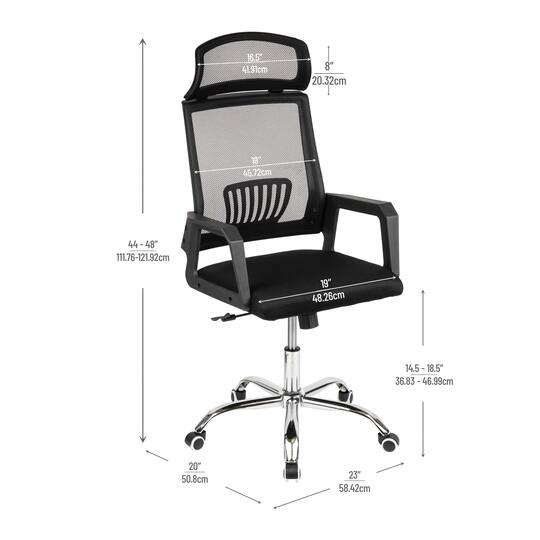 Mind Reader Black Height Adjustable Desk Chair with Wheels